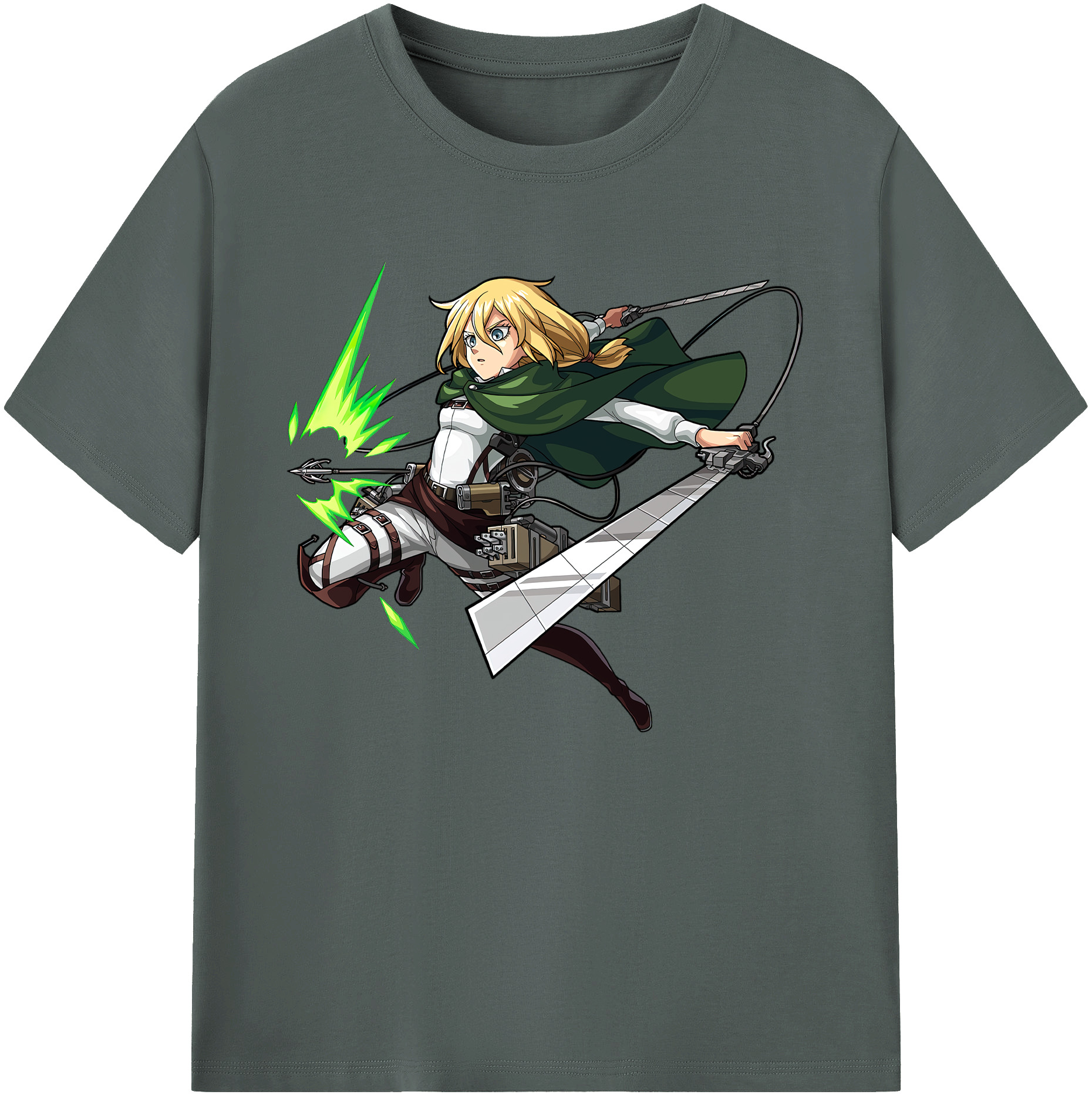 （画像用） 進撃の巨人 クリスタ·レンズ Attack on Titan Christa Lenz 綿100％ メンズ半袖Tシャツ｜肌触りやわらか＆通気性